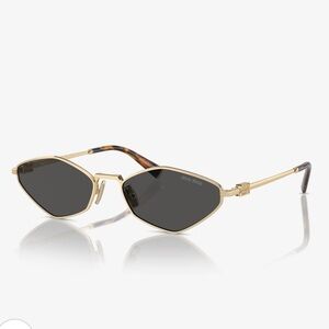 MIU MIU MU 56ZS Gold Dark Brown Lens Sunglasses